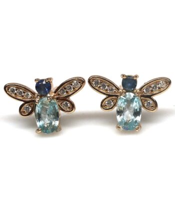 Bee natural blue topaz and Sapphire studs