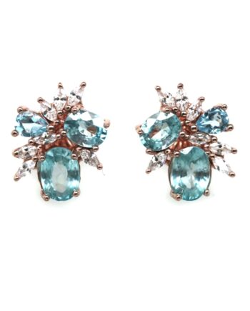 Seafoam blue zircon and white zircon studs