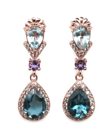 London blue topaz, sky blue Topaz, pear cut earrings